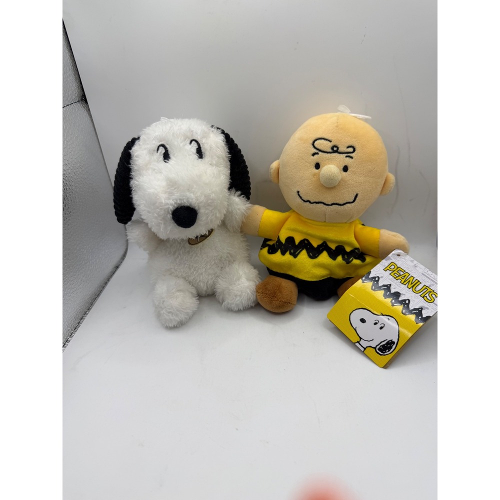 Peanuts Charlie Brown and Snoopy 75th Anniversary‎ Plush Set Aurora Yellow White